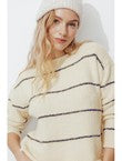 Pull Moelleux Rayé Femme - Naturel Raye