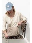 Pull Fin Ajouré Col V Femme - Naturel Uni Clair