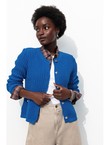 Cardigan à Épaulettes Femme - Bleu Uni Colore