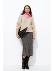 Pull Côtelé Boutonné Femme - Naturel Uni Clair