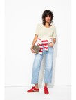 Pull Cropped Manches Courtes - Naturel Uni Clair