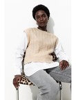 Pull Torsadé Effet 2 en 1 - Naturel Uni Clair
