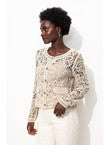 Cardigan en Crochet Femme - Naturel Uni Clair