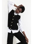 Cardigan sans Manches Femme - Noir Uni Fonce