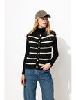 Cardigan sans Manches Femme - Noir Raye
