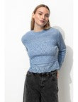 Pull Ajouré Effet Superposé - Bleu Uni Colore