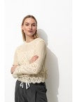 Pull Ajouré Effet Superposé - Naturel Uni Clair