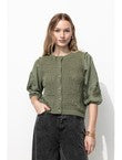 Cardigan à Effet Superposé - Kaki Uni Fonce