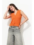 Gilet Torsadé sans Manches - Multicolore Raye
