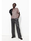 Billy Pantalon en Satin Femme - Gris Uni Fonce