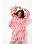 Short Rayé en Gaze de Coton - Rose Raye
