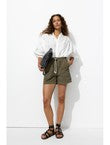 Short Uni en Toile Femme - Kaki Uni Fonce