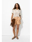 Short Uni en Toile Femme - Rose Uni Colore