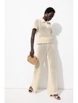 Pantalon en Crochet Femme - Naturel Uni Clair