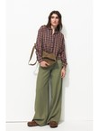 Pantalon Large et Fluide Femme - Kaki Uni Fonce