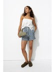 Short Rayé à Boutons Apparents - Bleu Raye
