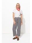 Pantalon Court Rayé Femme - Bleu Raye