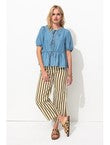 Pantalon Court Rayé Femme - Kaki Raye