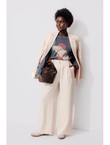 Pantalon de Tailleur Large - Naturel Uni Clair
