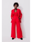 Pantalon de Tailleur Large - Rouge Uni Colore