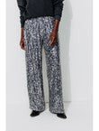 Pantalon Large à Paillettes - Noir Imprime