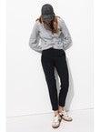 Pantalon Cigarette Uni Femme - Bleu Uni Fonce