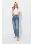 Basile Jean Droit High Rise - Jeans Uni Fonce