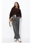 Pantalon Large Cordon Femme - Gris Uni Clair