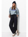 Pantalon Large et Fluide Femme - Bleu Uni Fonce