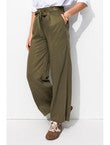 Pantalon Large et Fluide Femme - Kaki Uni Fonce