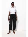 Jean Barrel Taille Haute - Noir Uni Fonce