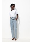 Jean Droit Taille Haute Femme - Jeans Uni Clair