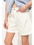 Short Uni en Toile Femme - Blanc Uni Clair