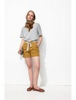 Short à Pinces + Ceinture - Marron Uni Fonce