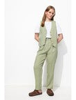 Pantalon à Pinces Taille Haute - Kaki Uni Clair