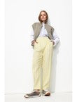 Pantalon à Pinces Taille Haute - Jaune Uni Colore