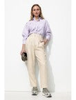 Pantalon à Pinces Taille Haute - Naturel Uni Clair