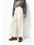 Pantalon Large en Lin Mélangé - Naturel Uni Clair