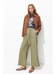 Pantalon Large en Lin Mélangé - Kaki Uni Clair