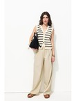 Billy Pantalon Large Femme - Naturel Uni Clair