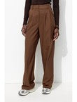 Billy Pantalon Large Femme - Marron Uni Fonce