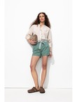 Short à Pinces Ceinturé - Gris Uni Fonce