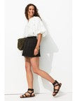 Short en Gaze de Coton Femme - Gris Uni Fonce