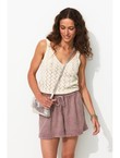 Short en Gaze de Coton Femme - Violet Uni Colore