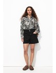 Short en Toile Unie Femme - Noir Uni Fonce
