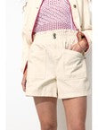 Short en Toile Unie Femme - Naturel Uni Clair