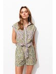 Combishort Fleuri Femme - Multicolore Imprime