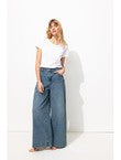 Jean Large Taille Haute Femme - Jeans Uni Fonce