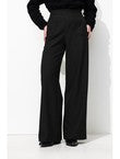 Pantalon Large Taille Haute - Noir Uni Fonce