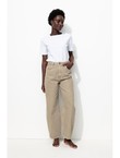 Pantalon Barrel Femme - Naturel Uni Clair